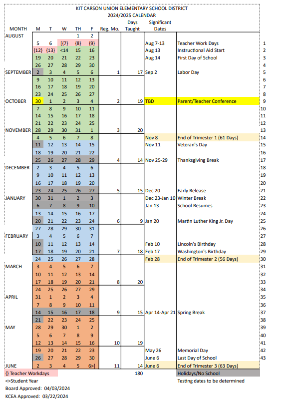 District Calendar 